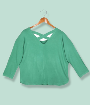 Women Green Full sleeve Solid Single Jersey T-Shirt