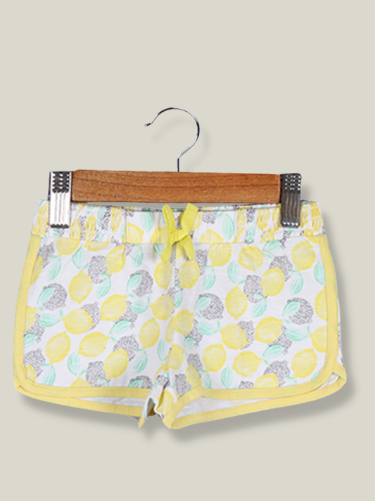 Kids Yellow Cotton Elasthane Printed shorts