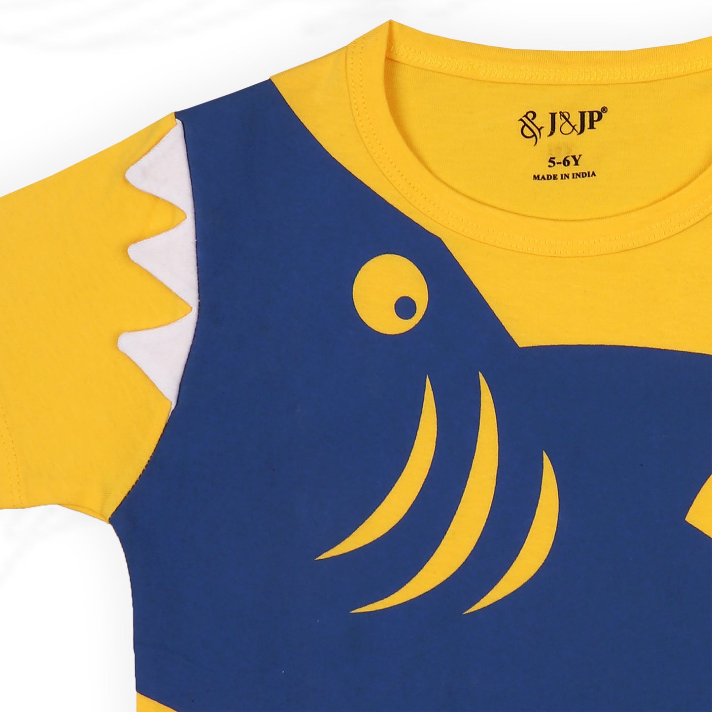 Kids-unisex shark themed yellow tshirt