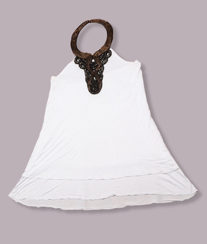 Women White Sleeveless Solid Viscose T-Shirt