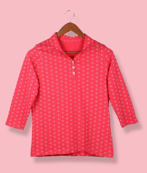 Women Pink Full sleeve  Cotton jersey knit T-Shirt