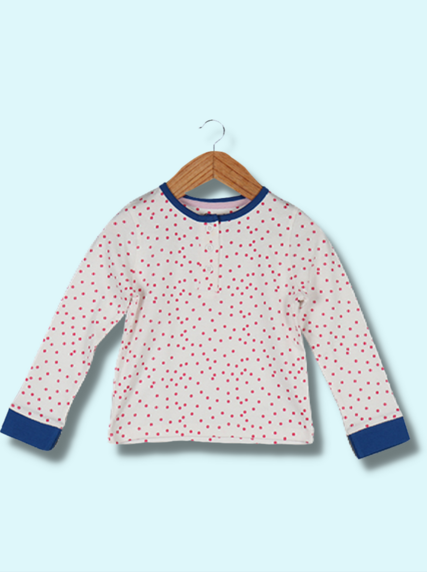 Kids White Full sleeve Polka Print Interlock Knit T-Shirt