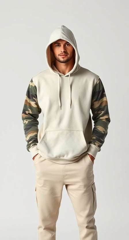 Army Men's Hoodie-White