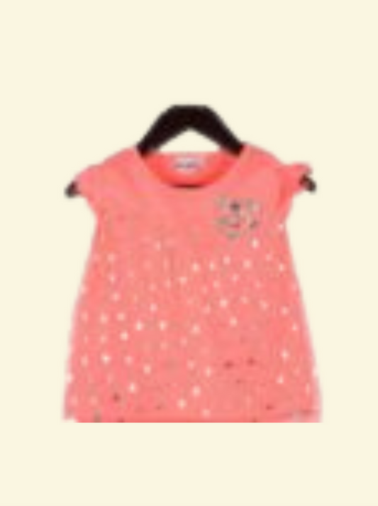 Kids Pink Cap sleeve Cotton slub jersey T-Shirt