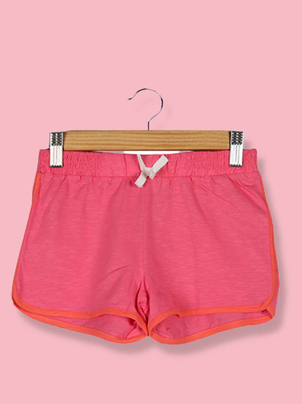 Kids Pink Cotton slub jersey Solid Shorts