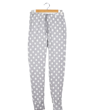 Womens Grey Fleece, Loopknit Printed Pant