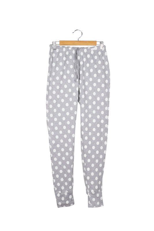 Womens Grey Fleece, Loopknit Printed Pant