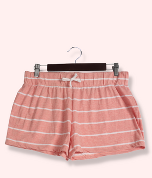 Womens Orange Melange Jersey Striped Shorts