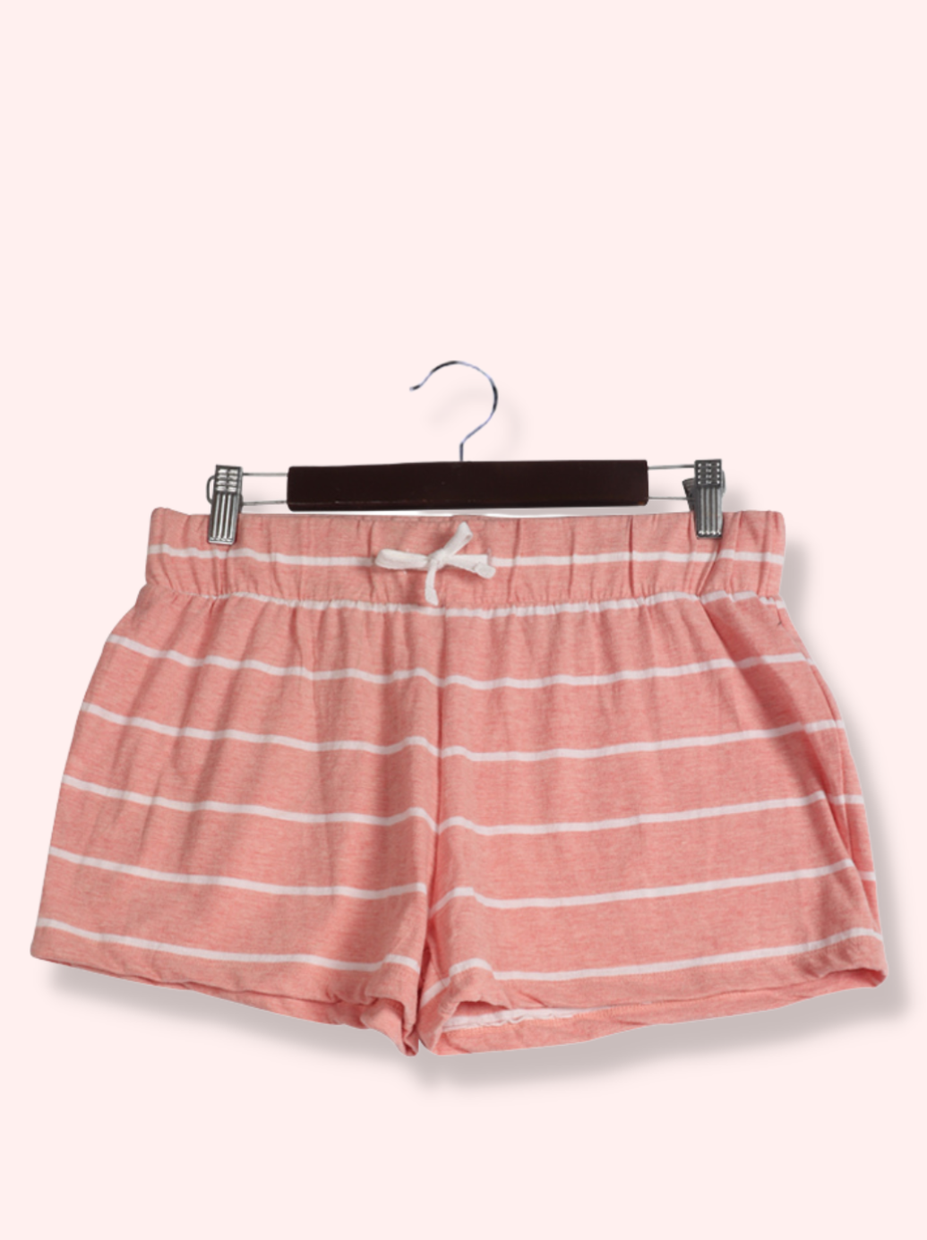 Womens Orange Melange Jersey Striped Shorts