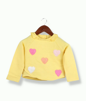 Kids Yellow Raglan Sleeve Applique Interlock Knit T-Shirt