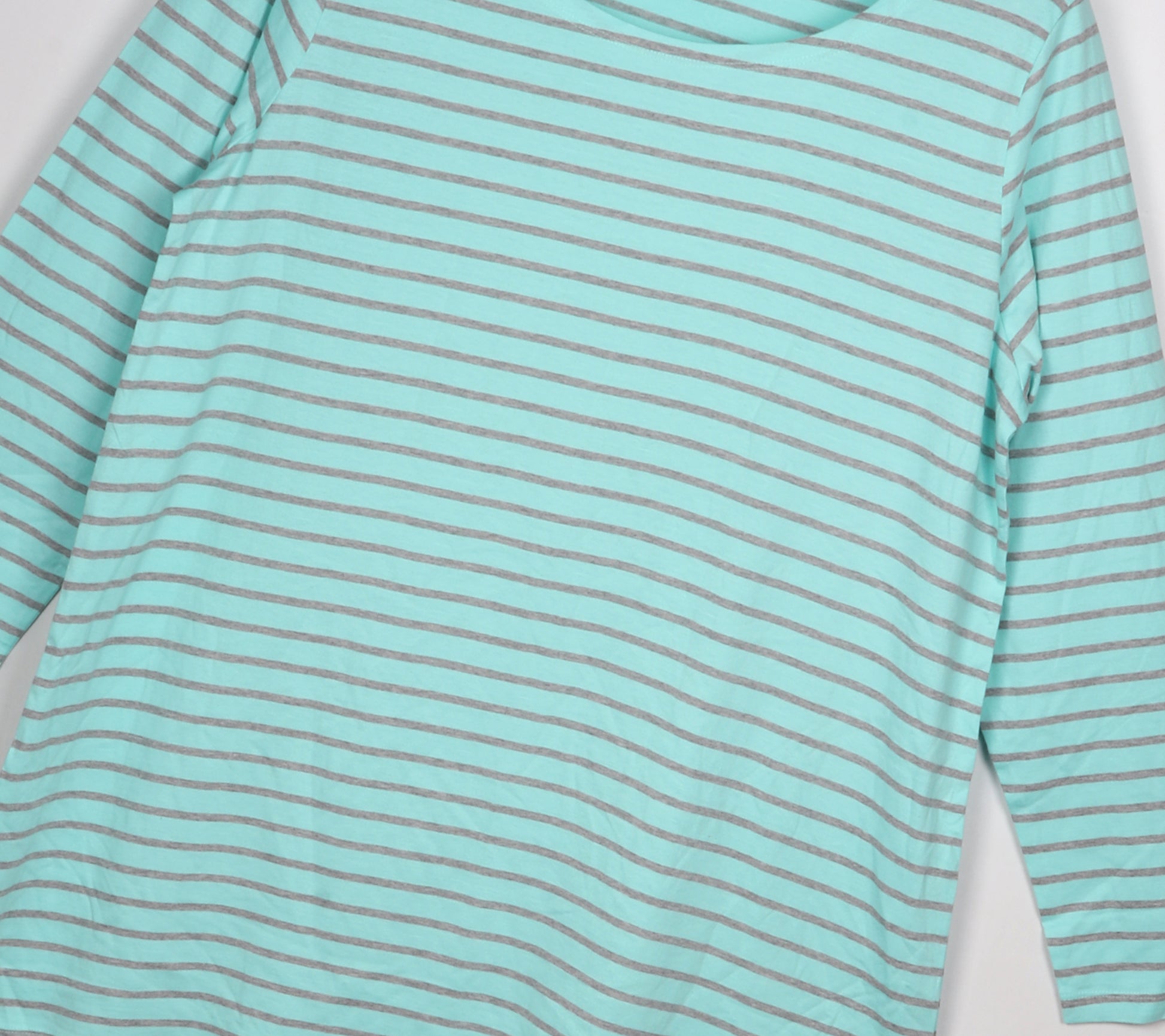 Women Blue Full sleeve Horizontal Stripes, Striped Cotton jersey knit, Single Jersey T-Shirt