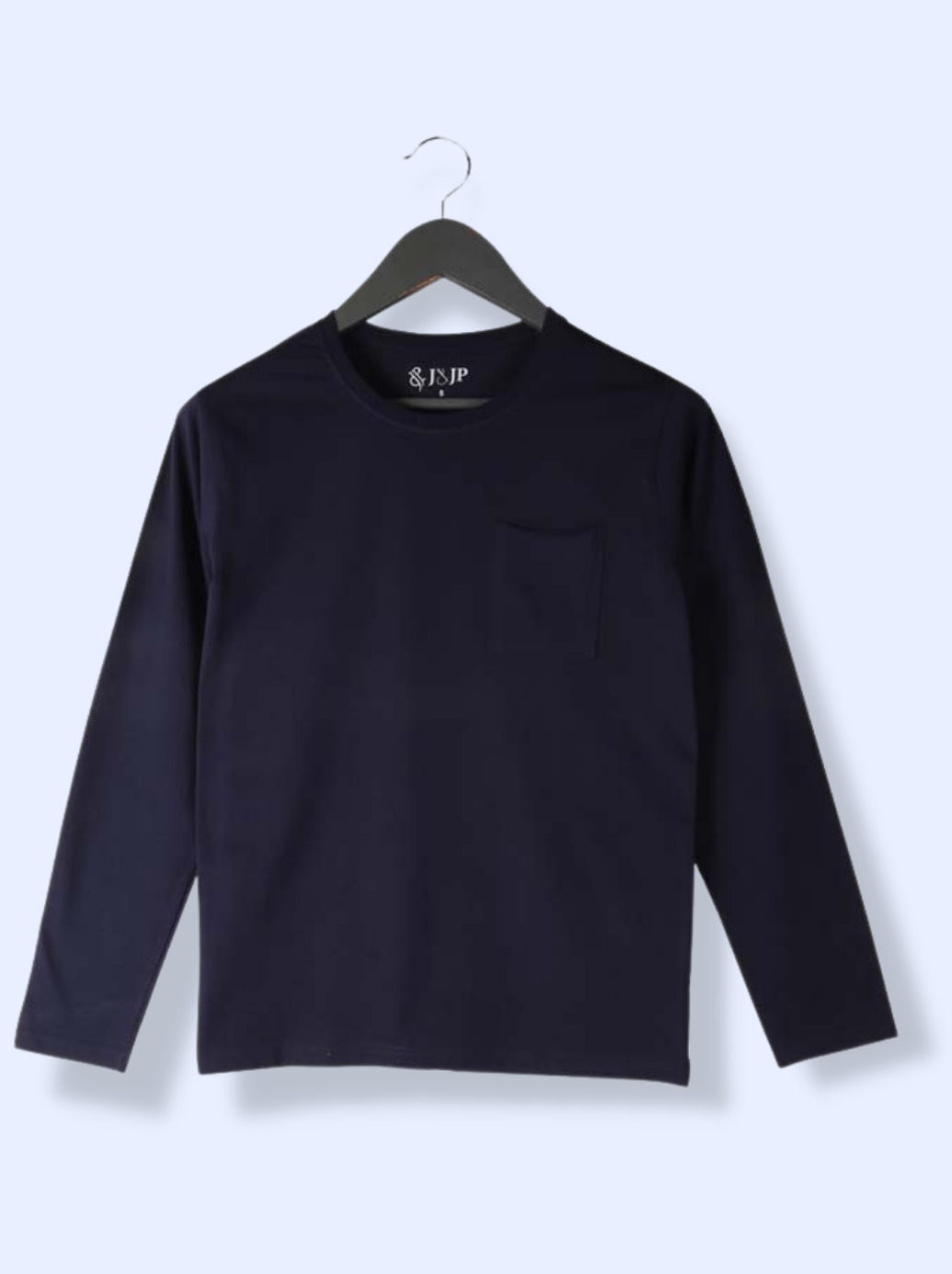 Mens Navy Full sleeve Solid Interlock Knit T-shirt