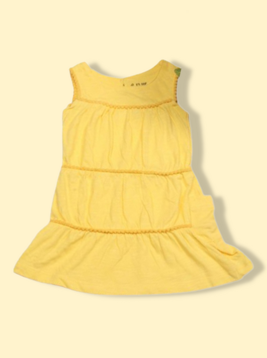 Kids Yellow Sleeveless Solid Dress