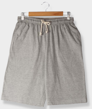 Mens Grey Solid Melange Jersey Shorts