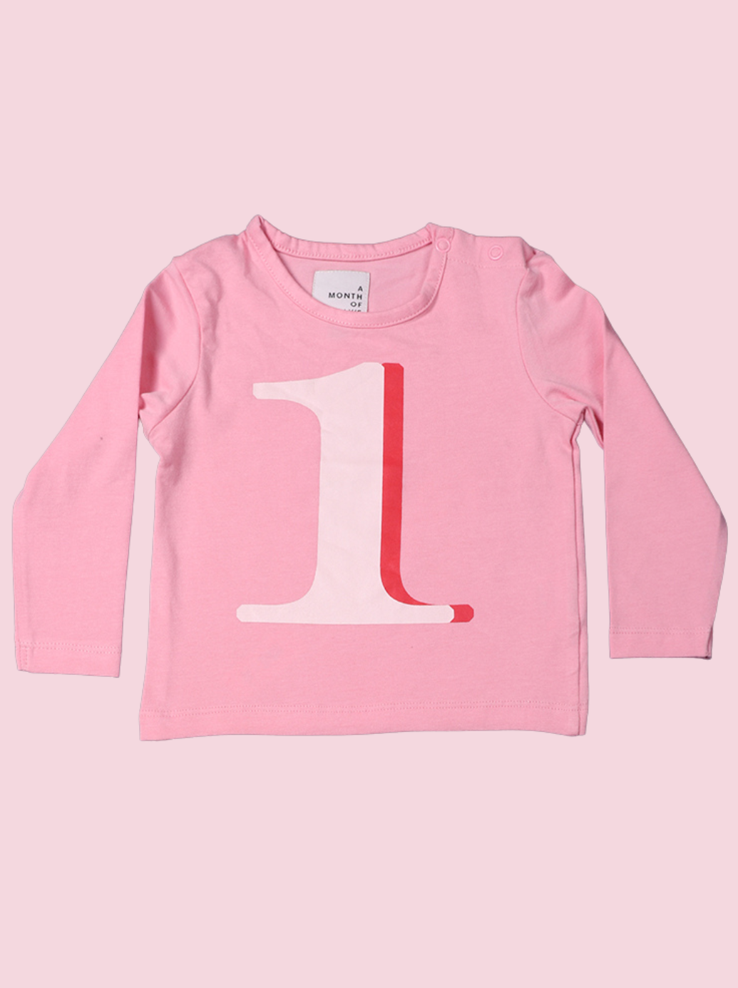 Babies Pink Full sleeve Printed cotton spandex knit T-Shirt