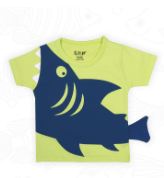 Kids-unisex shark themed Green t-shirt