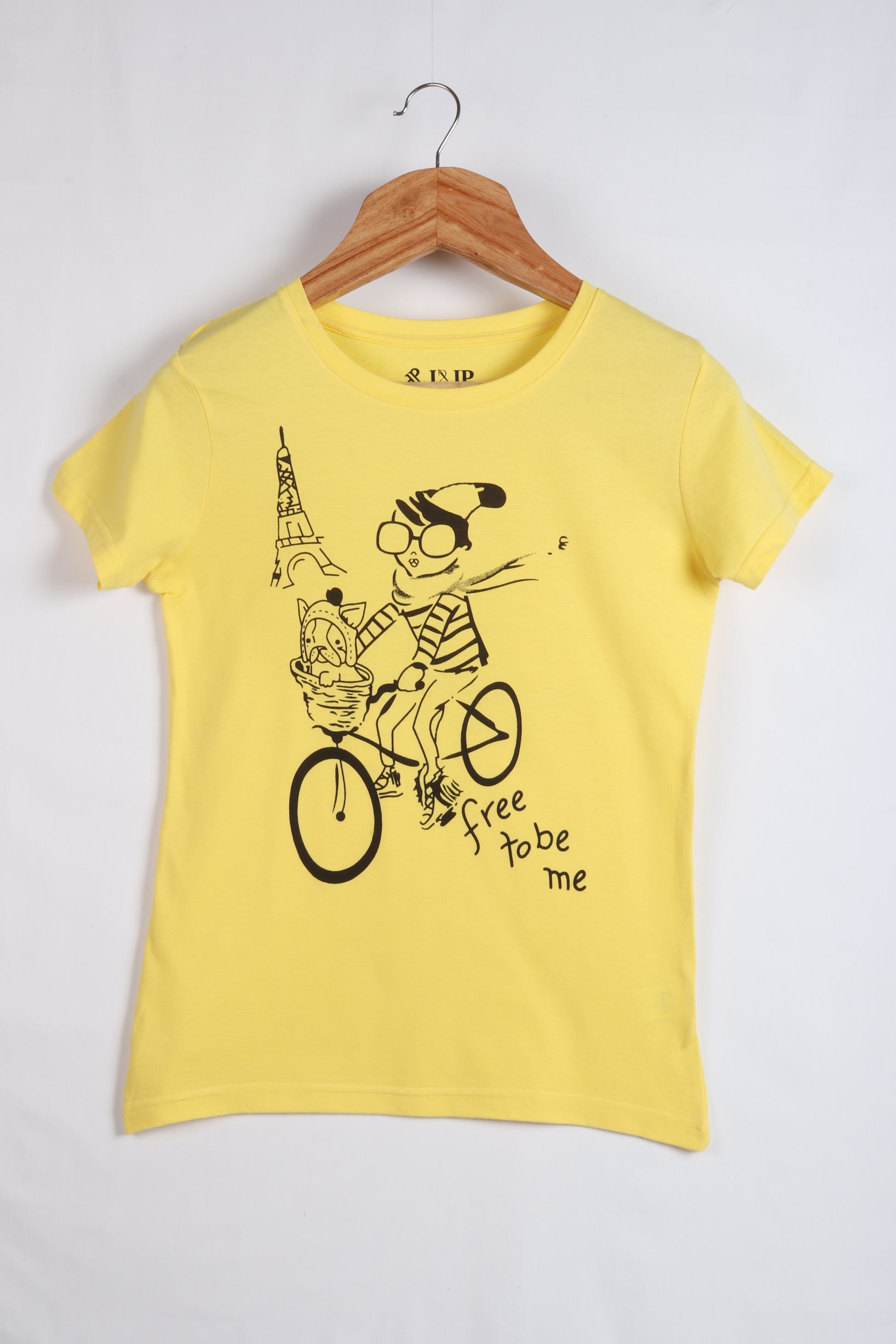 Women Yellow Half sleeve Graphic Print Cotton jersey knit T-Shirt