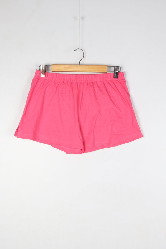 Womens Pink Cotton jersey knit Solid Shorts