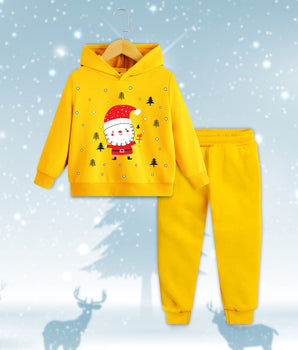 Kid's Yellow Santa Hoodie and Jogger Set – Christmas