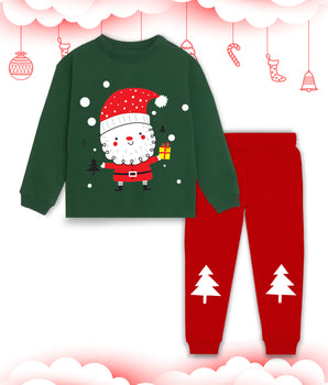 Kid's Green Santa Christmas Outfit