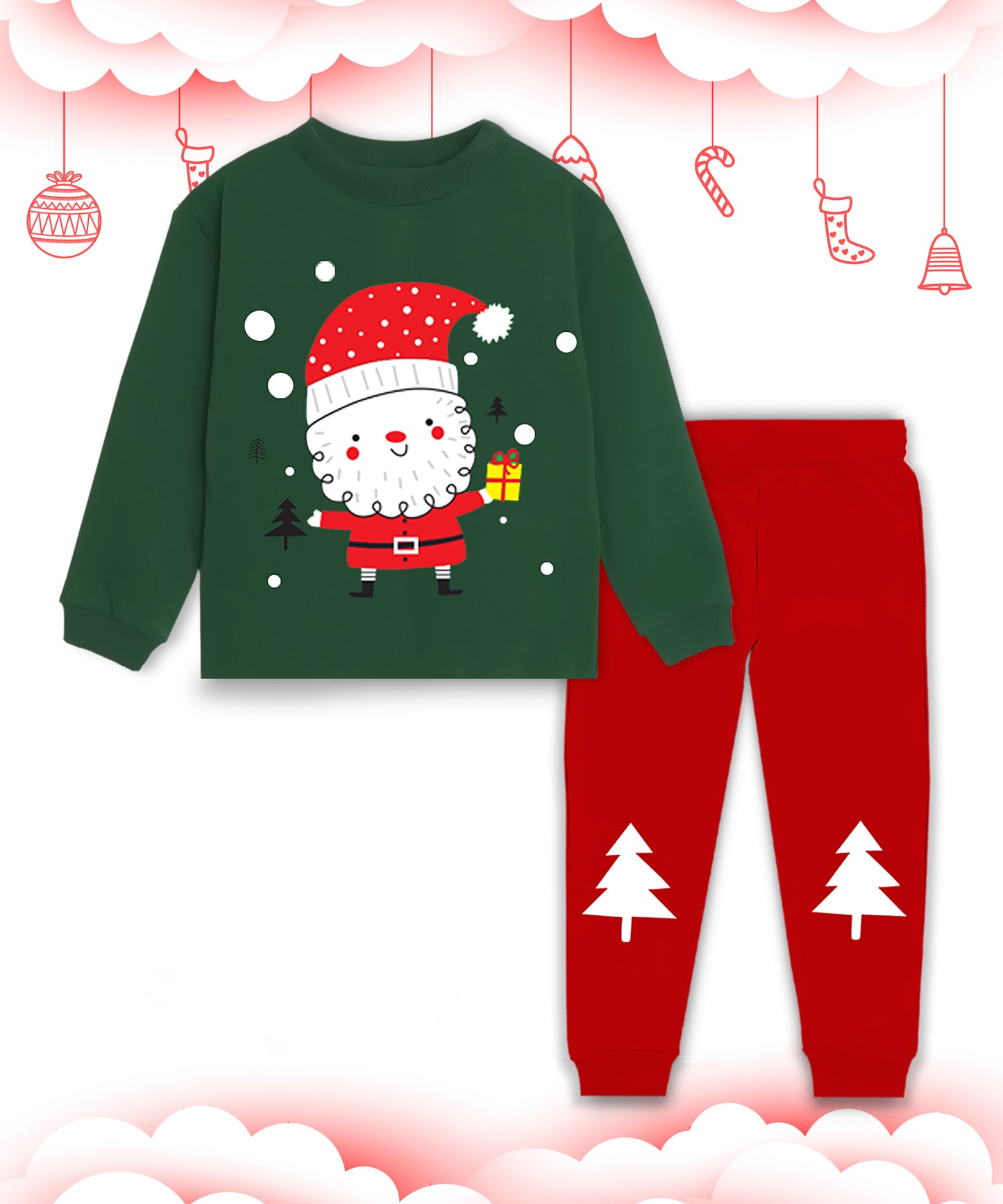 Kid's Green Santa Christmas Outfit