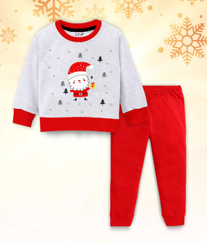 Kids' Grey and Red Santa Sweatshirt and Joggers set