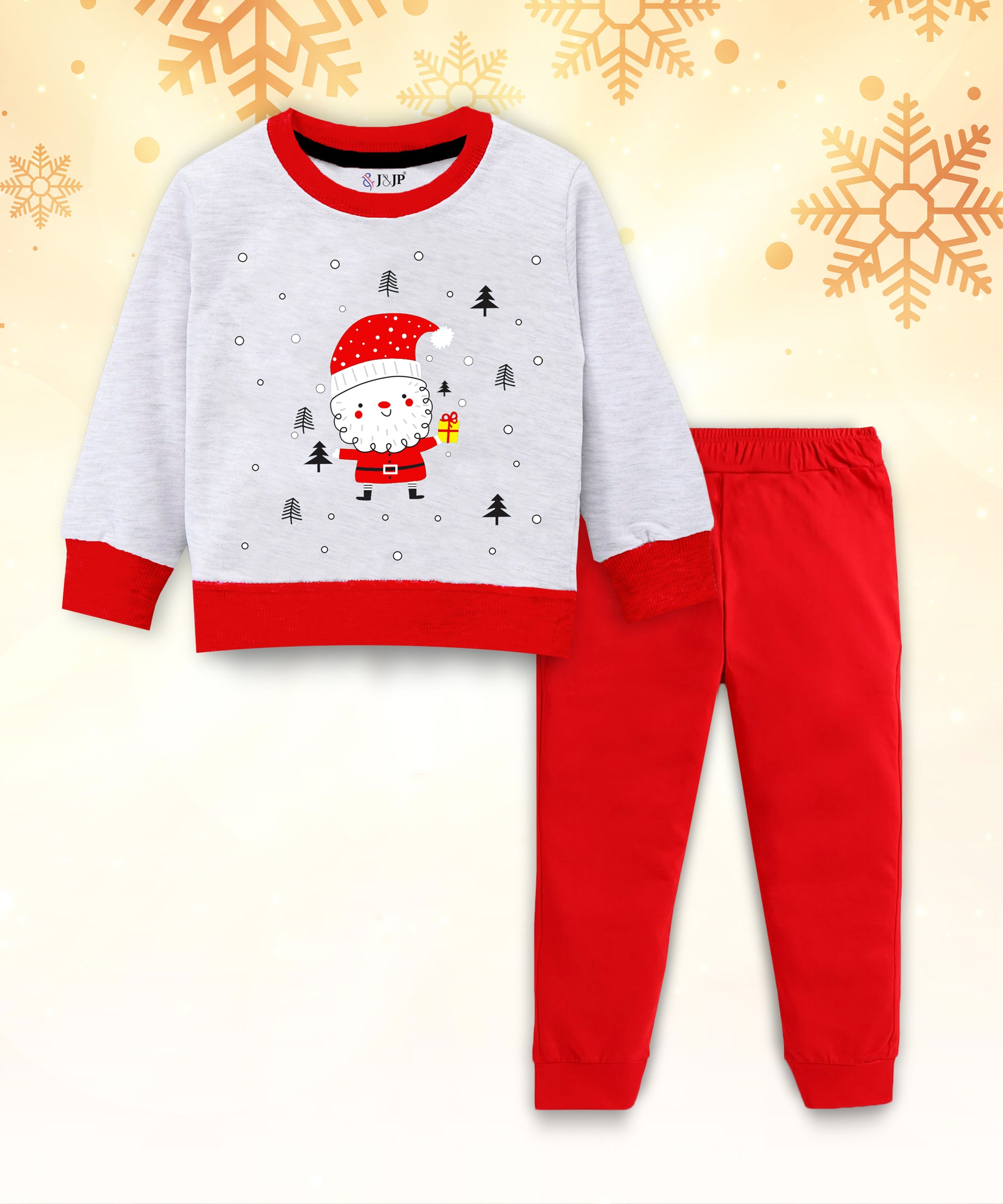 Kids' Grey and Red Santa Sweatshirt and Joggers set