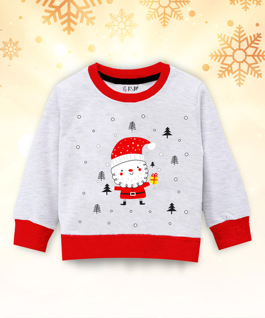 Kid's Grey Santa Sweatshirt Pullover for Boys and Girls