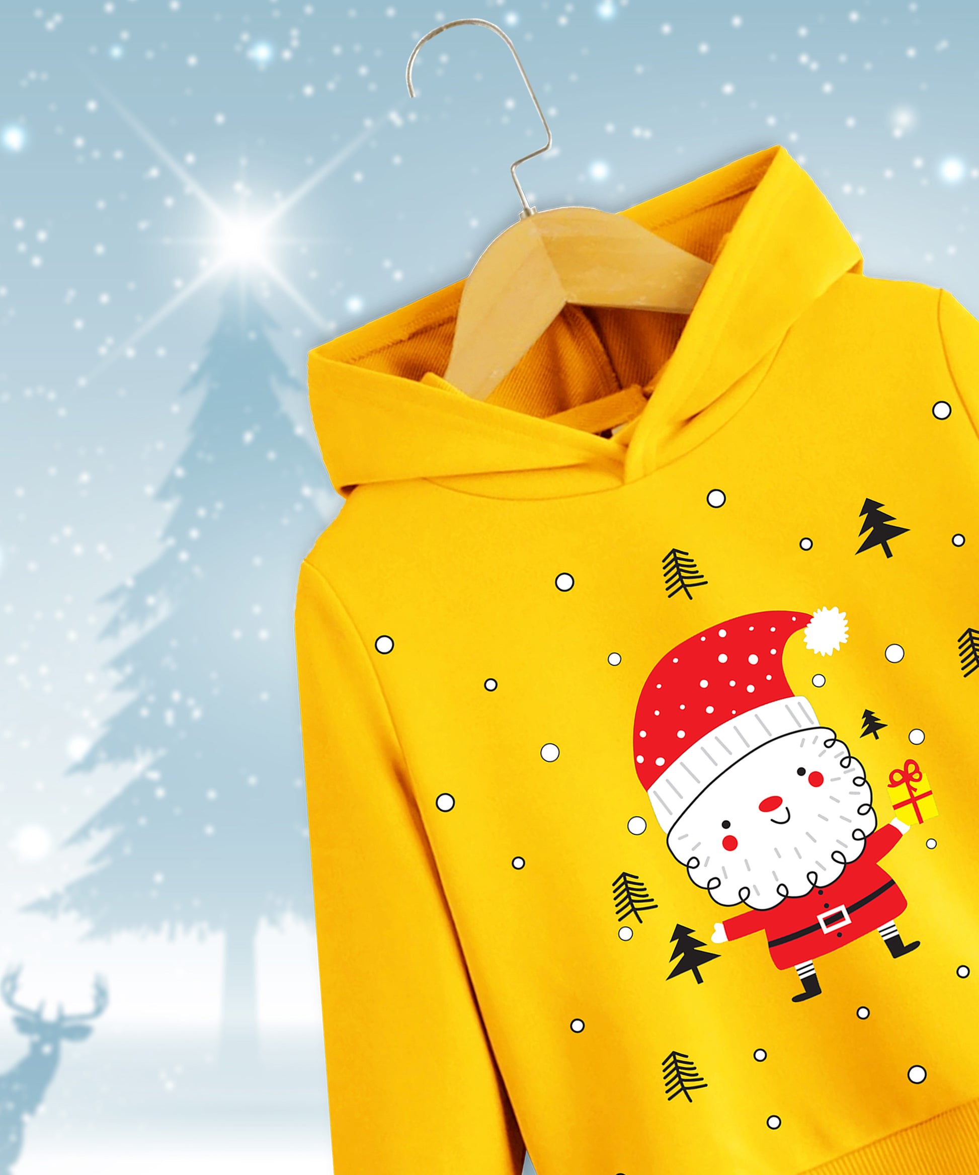 Kid's Yellow Santa Hoodie and Jogger Set – Christmas