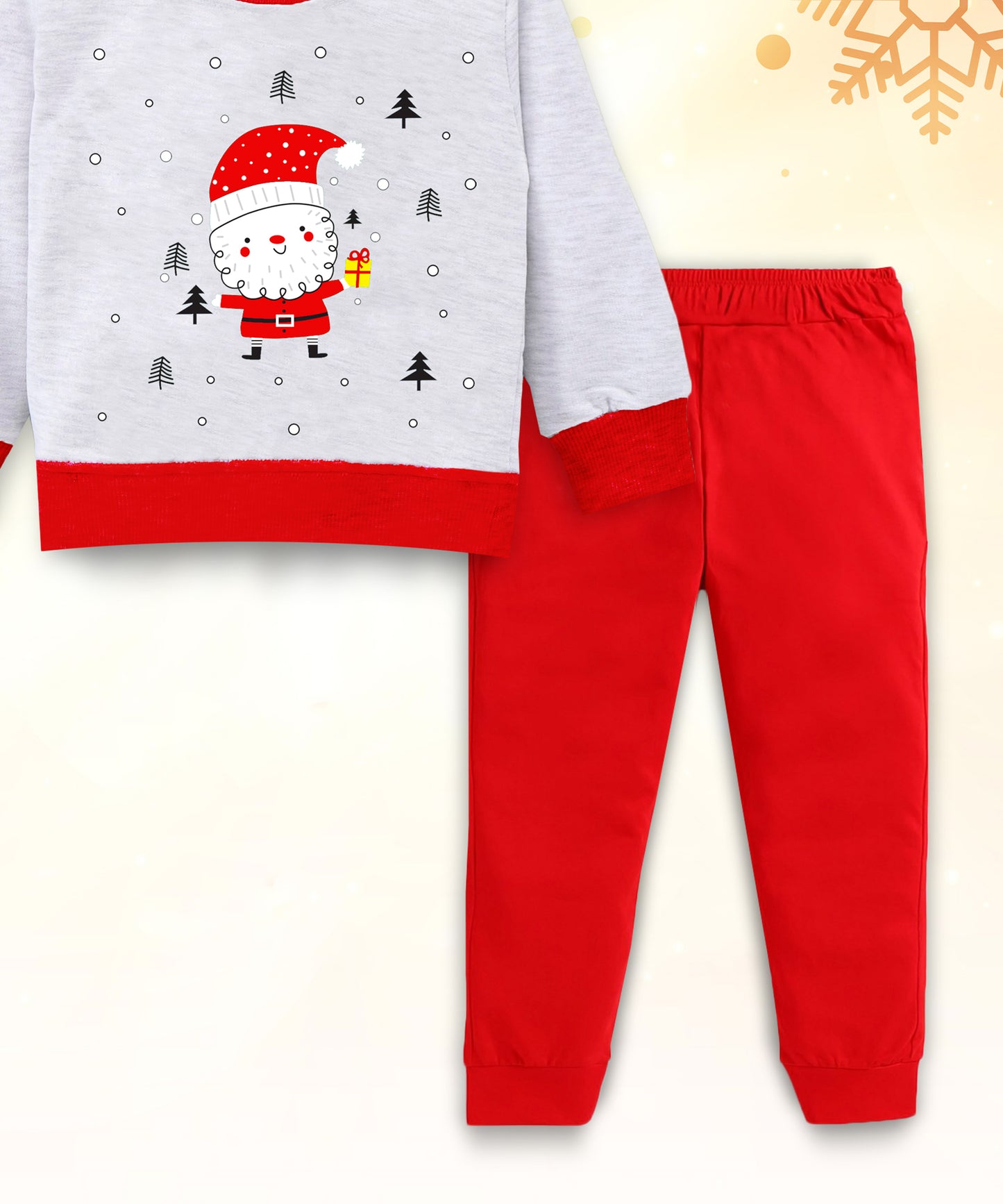 Kids' Grey and Red Santa Sweatshirt and Joggers set