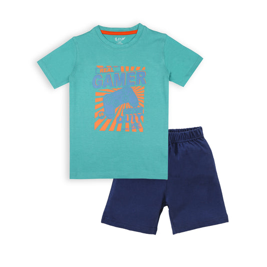 J&JP Kids Boys Printed T-shirt and Shorts Set