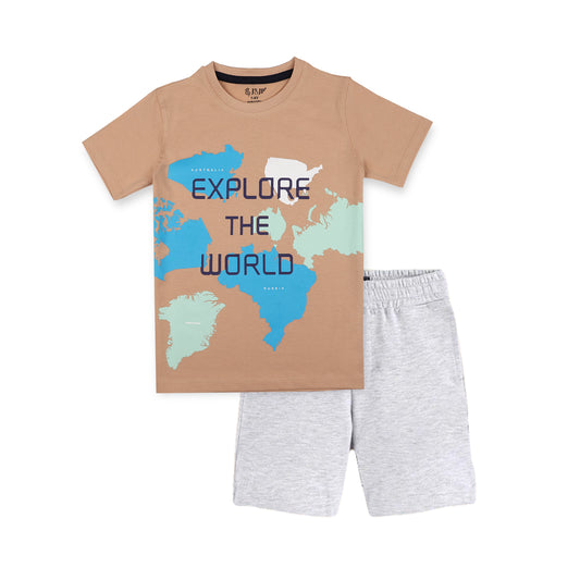 J&JP Kids Boys Printed T-shirt and Shorts Set