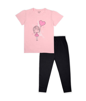 J&JP Kids Girls Printed T-shirt and Pant Set