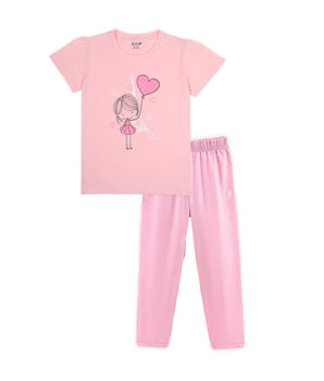 J&JP Kids Girls Printed T-shirt and Pant Set