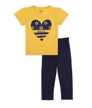 J&JP Kids Girls Printed T-shirt and Pant Set