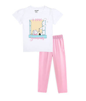 J&JP Kids Girls Printed T-shirt and Pant Set