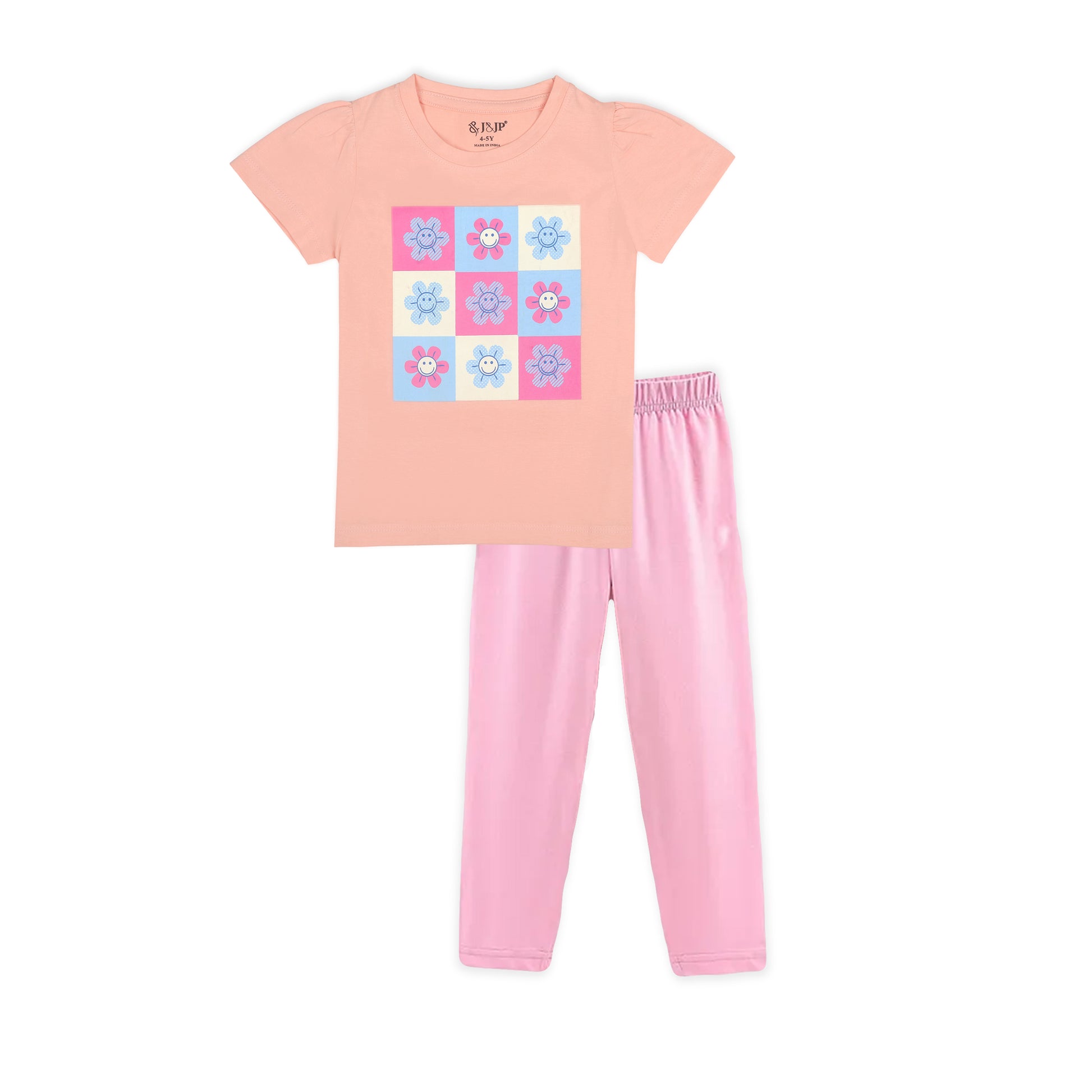 J&JP Kids Girls Printed T-shirt and Pant Set