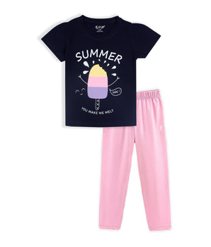 J&JP Kids Girls Printed T-shirt and Pant Set