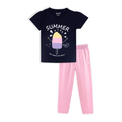 J&JP Kids Girls Printed T-shirt and Pant Set