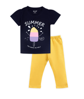 J&JP Kids Girls Printed T-shirt and Pant Set