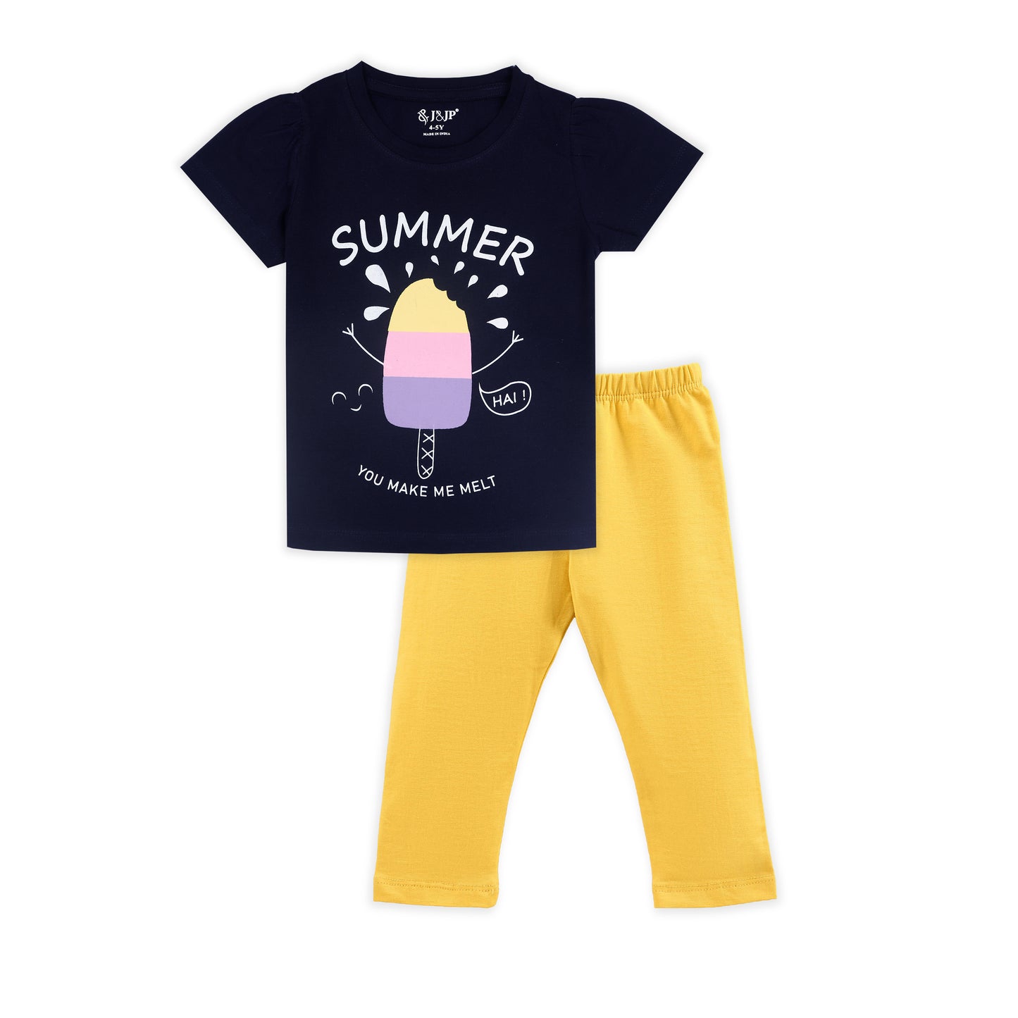 J&JP Kids Girls Printed T-shirt and Pant Set