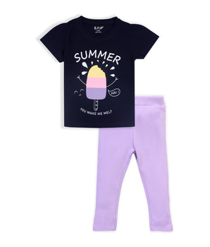 J&JP Kids Girls Printed T-shirt and Pant Set