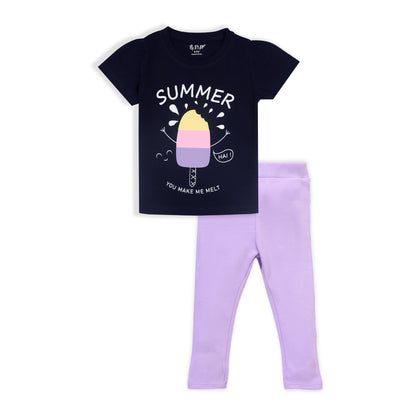 J&JP Kids Girls Printed T-shirt and Pant Set