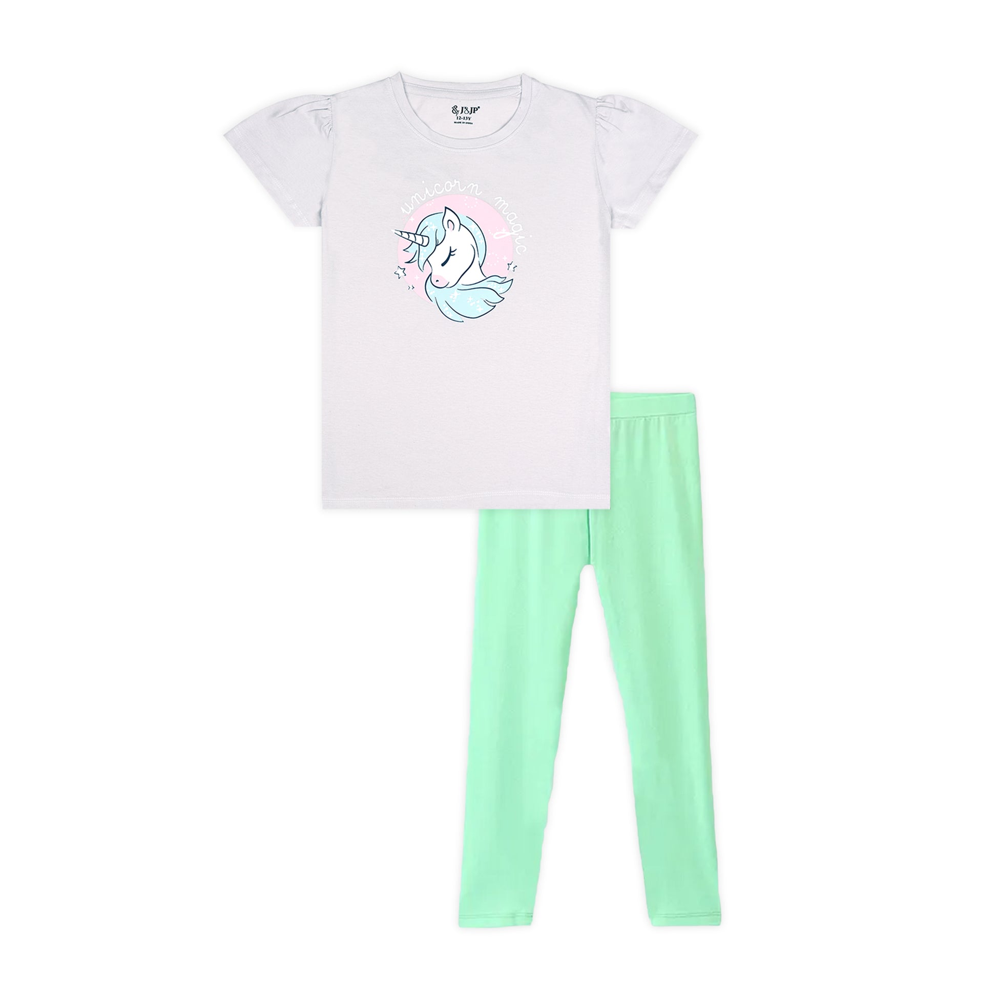 J&JP Kids Girls Printed T-shirt and Pant Set