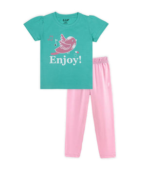 J&JP Kids Girls Printed T-shirt and Pant Set