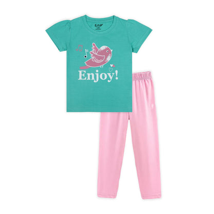 J&JP Kids Girls Printed T-shirt and Pant Set