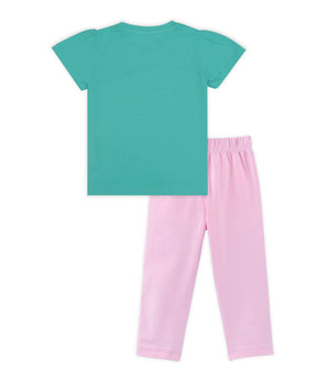 J&JP Kids Girls Printed T-shirt and Pant Set