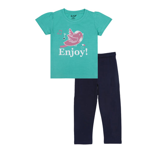 J&JP Kids Girls Printed T-shirt and Pant Set