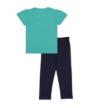 J&JP Kids Girls Printed T-shirt and Pant Set