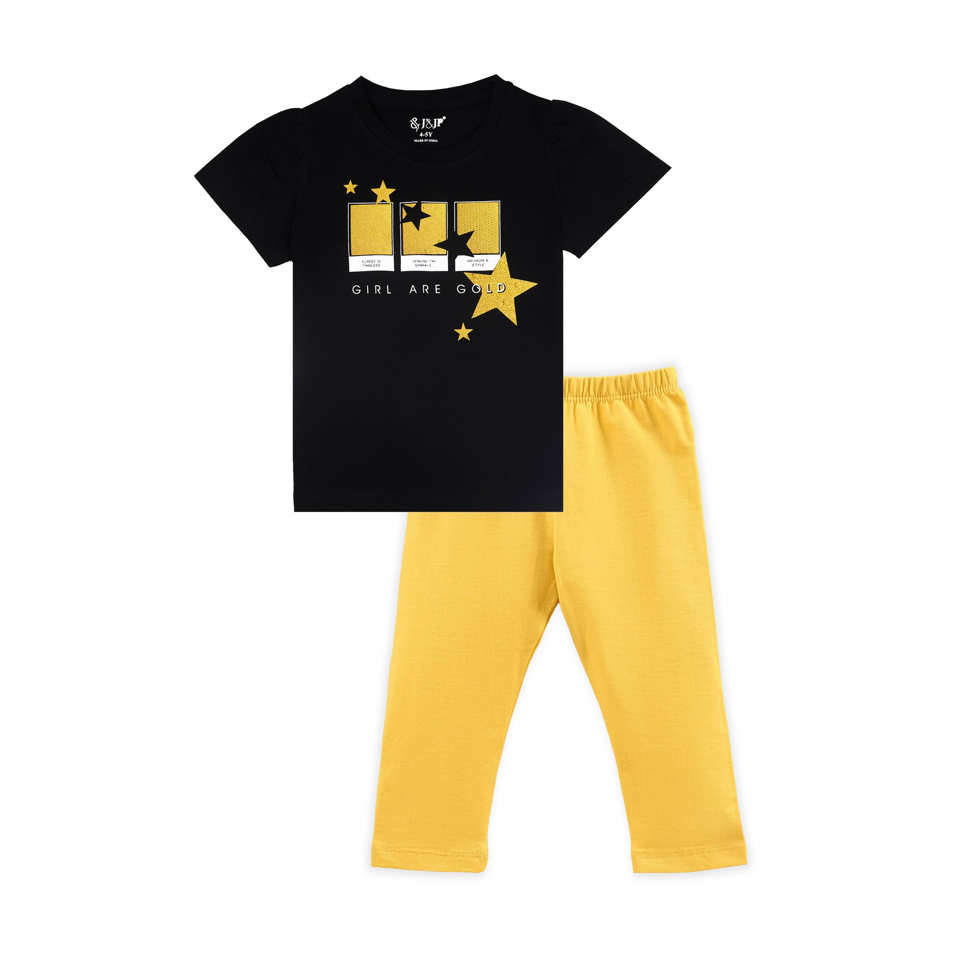 J&JP Kids Girls Printed T-shirt and Pant Set